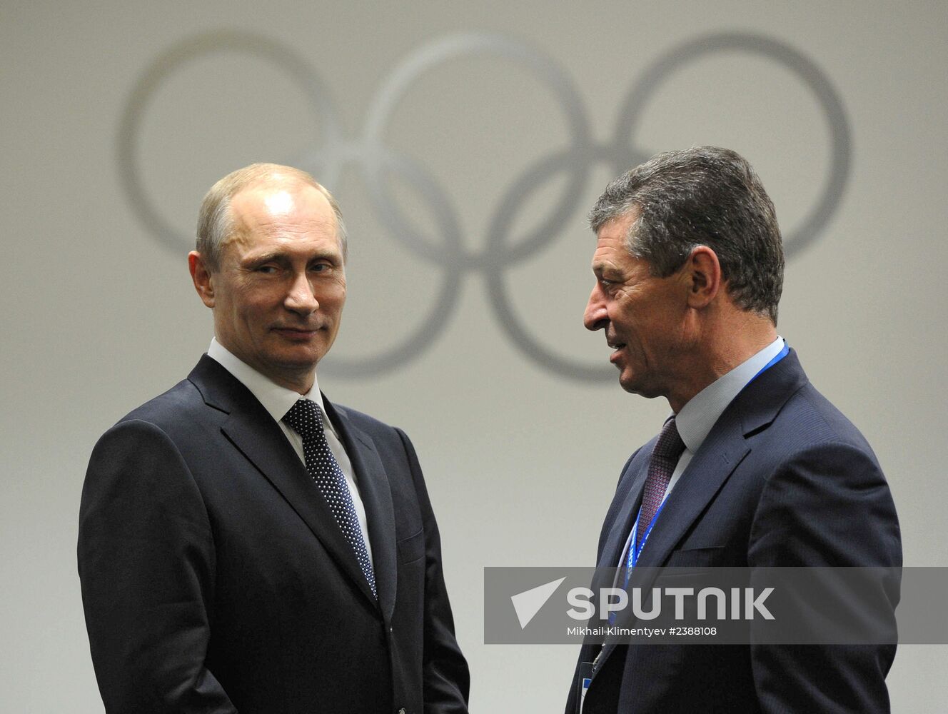 Vladimir Putin and Dmitry Medvedev at closing ceremony of XXII Olympic Winter Games in Sochi