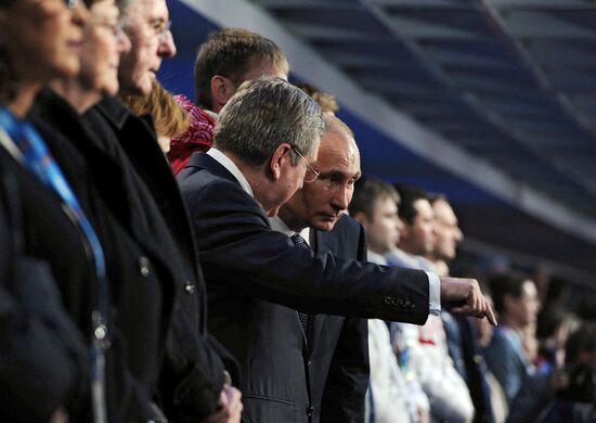 Vladimir Putin and Dmitry Medvedev attend closing ceremony of XXII Olympic Winter Games in Sochi