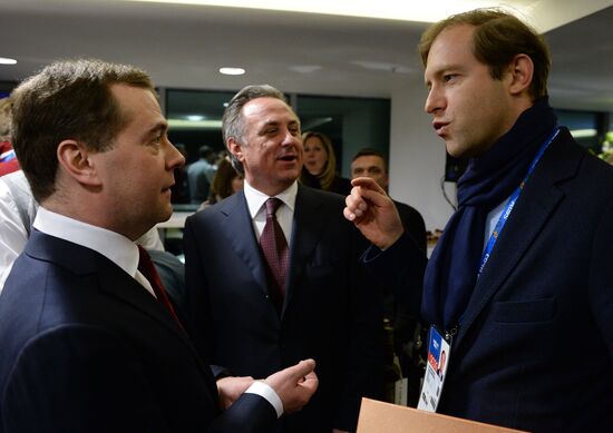 Vladimir Putin and Dmitry Medvedev attend closing ceremony of XXII Olympic Winter Games in Sochi