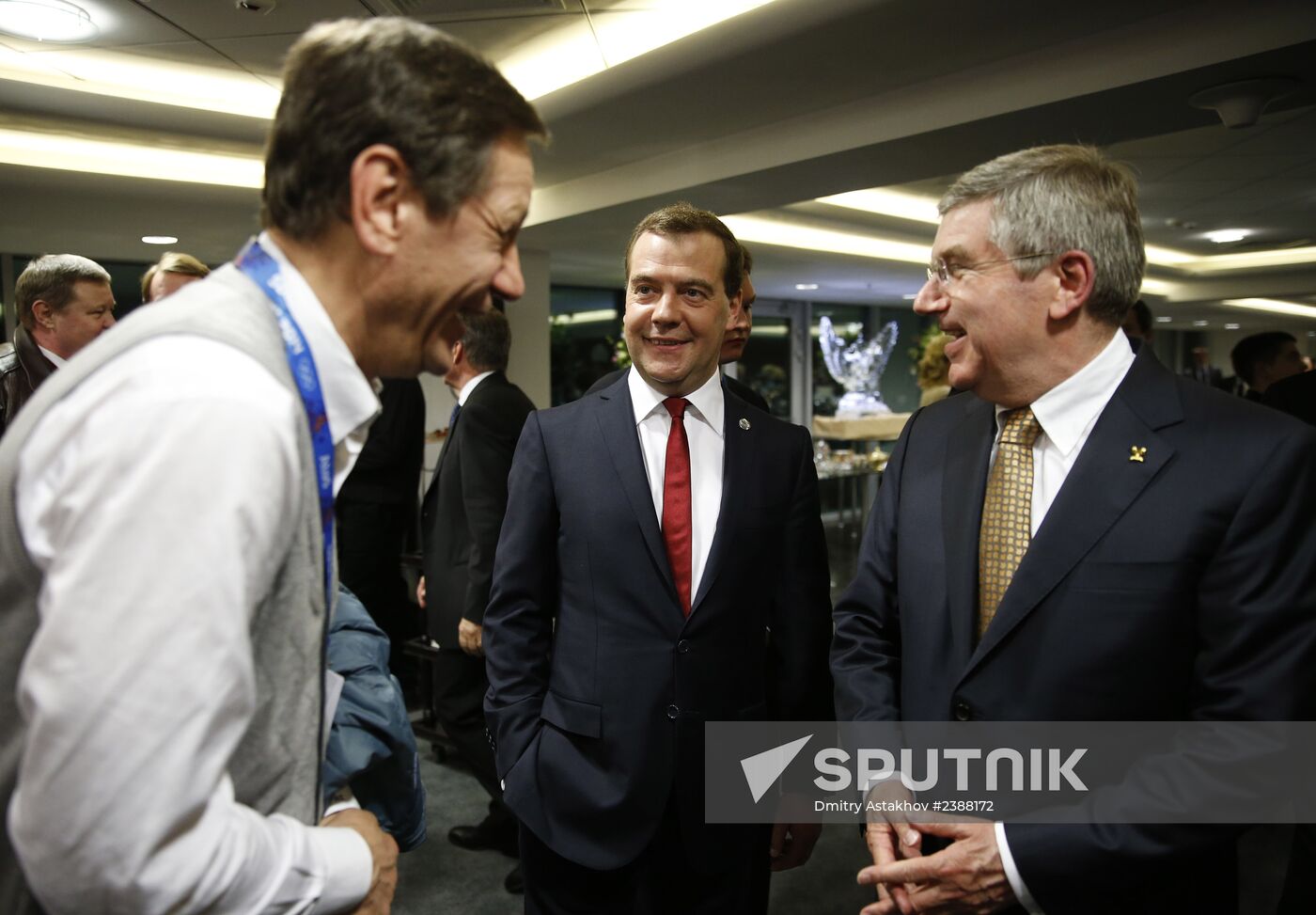 V.Putin and D.Medvedev at closing ceremony of XXII Olympic Winter Games in Sochi