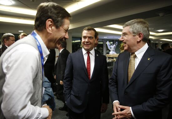 V.Putin and D.Medvedev at closing ceremony of XXII Olympic Winter Games in Sochi