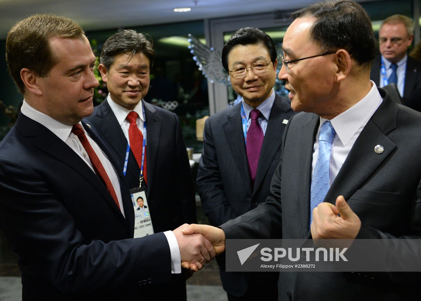 V.Putin and D.Medvedev at closing ceremony of XXII Olympic Winter Games in Sochi