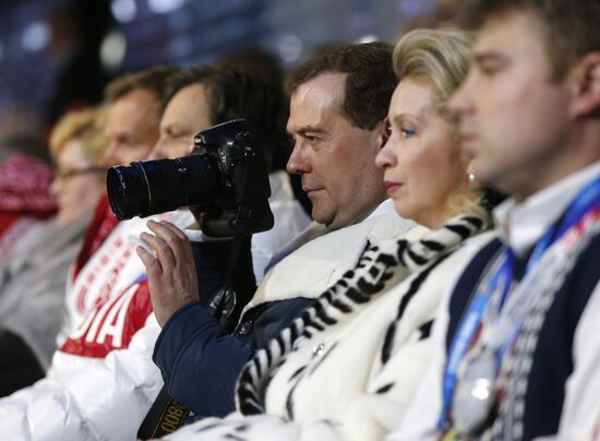 V.Putin and D.Medvedev at closing ceremony of XXII Olympic Winter Games in Sochi