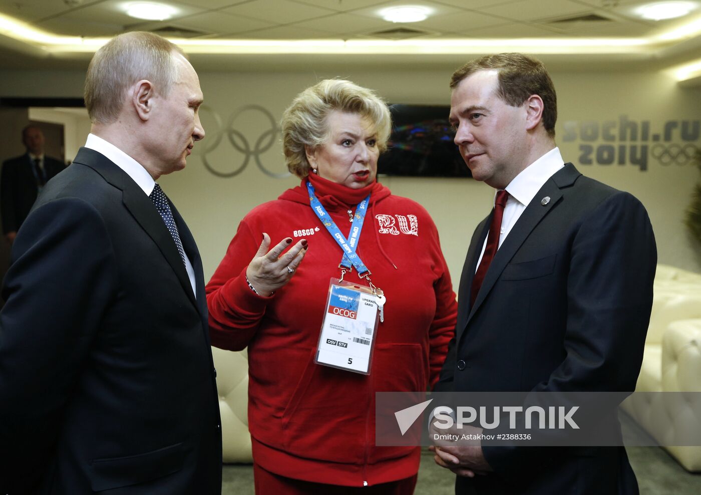 V.Putin and D.Medvedev at closing ceremony of XXII Olympic Winter Games in Sochi