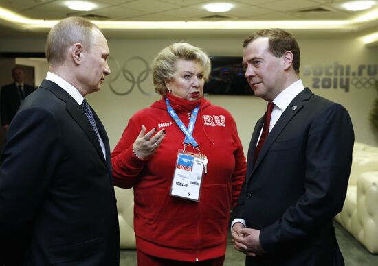 V.Putin and D.Medvedev at closing ceremony of XXII Olympic Winter Games in Sochi