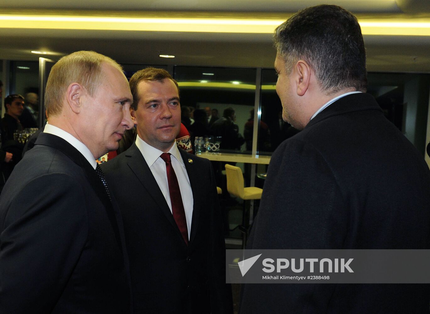 V.Putin and D.Medvedev at closing ceremony of XXII Olympic Winter Games in Sochi