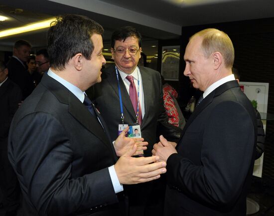 V.Putin and D.Medvedev at closing ceremony of XXII Olympic Winter Games in Sochi