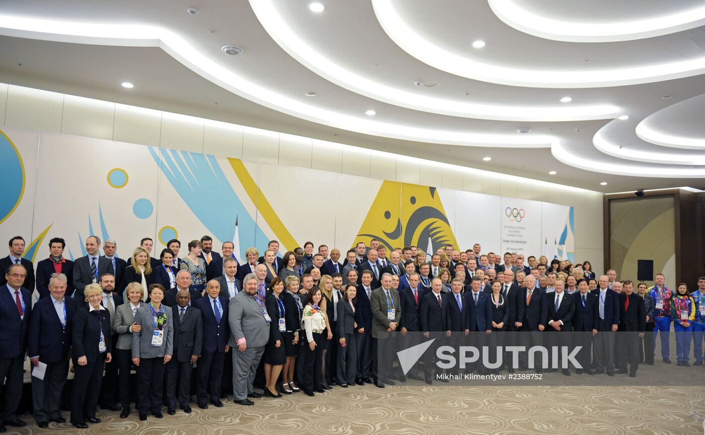 Vladimir Putin during award ceremony for Russian Olympic medalists in Sochi