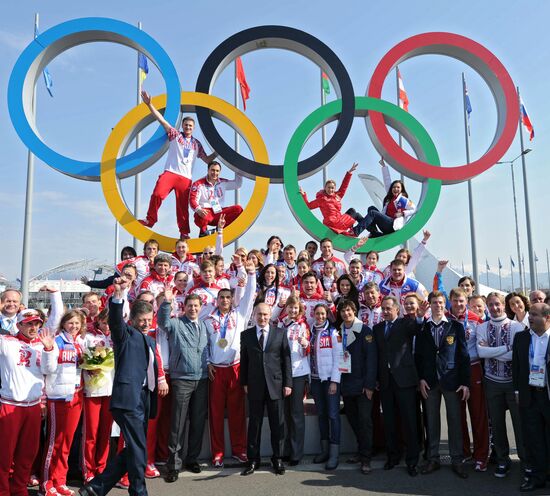 Vladimir Putin takes part in foundation of Alley of Winners at Sochi Olympic Park
