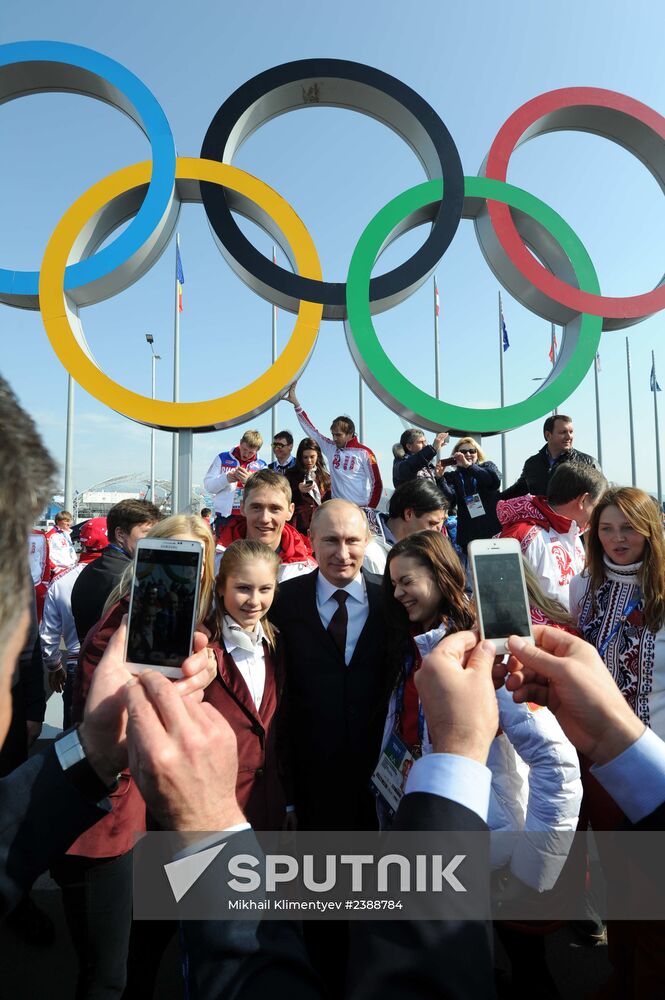 Vladimir Putin takes part in foundation of Alley of Winners at Sochi Olympic Park