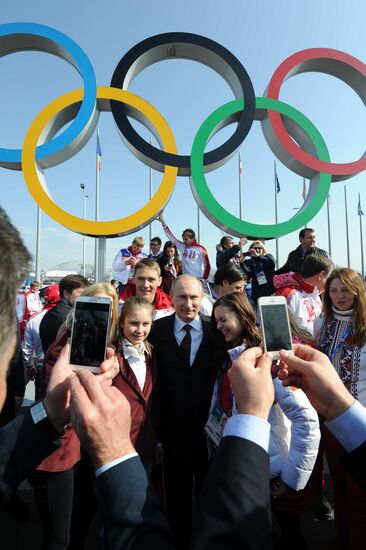 Vladimir Putin takes part in foundation of Alley of Winners at Sochi Olympic Park