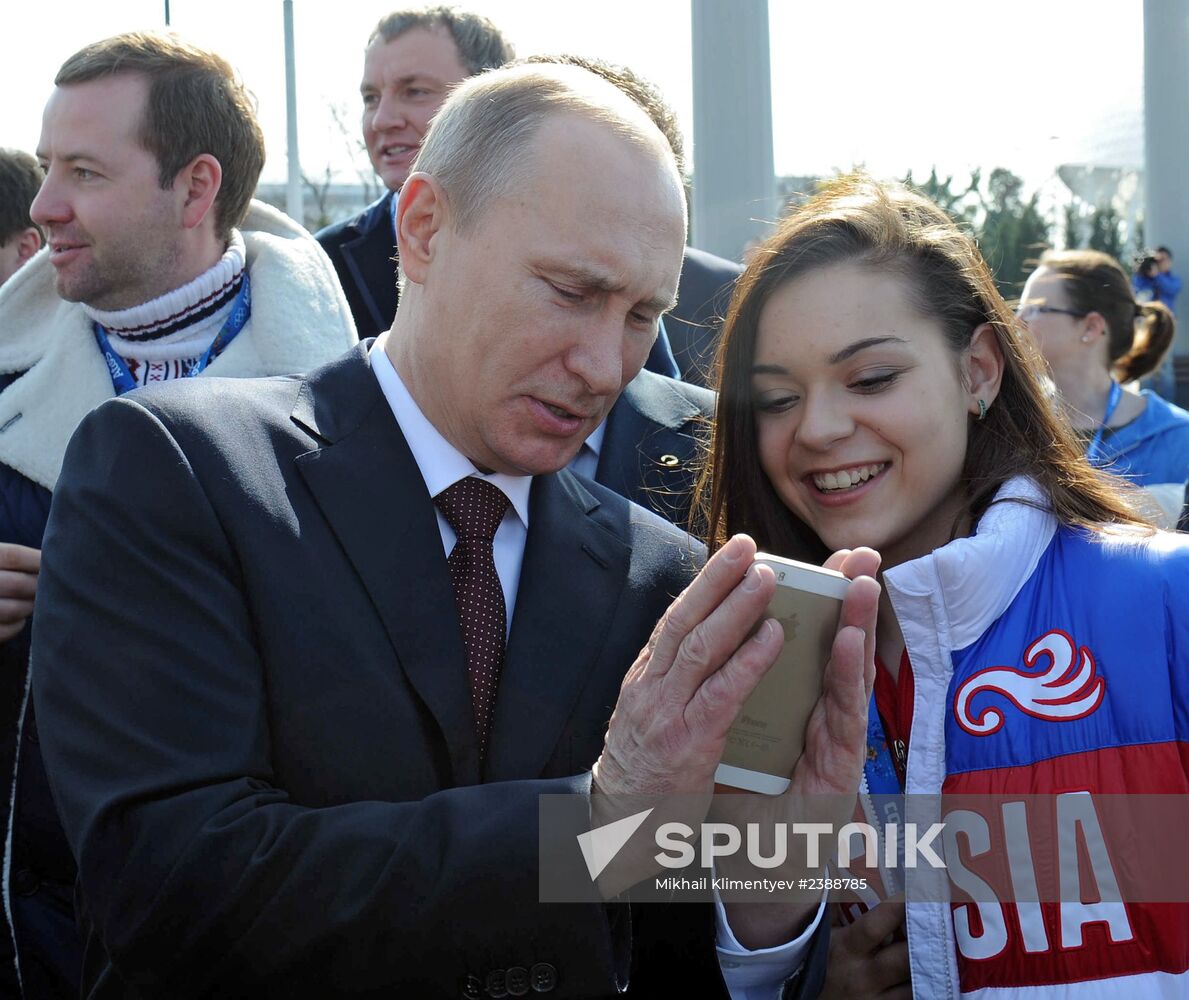 Vladimir Putin takes part in foundation of Alley of Winners at Sochi Olympic Park
