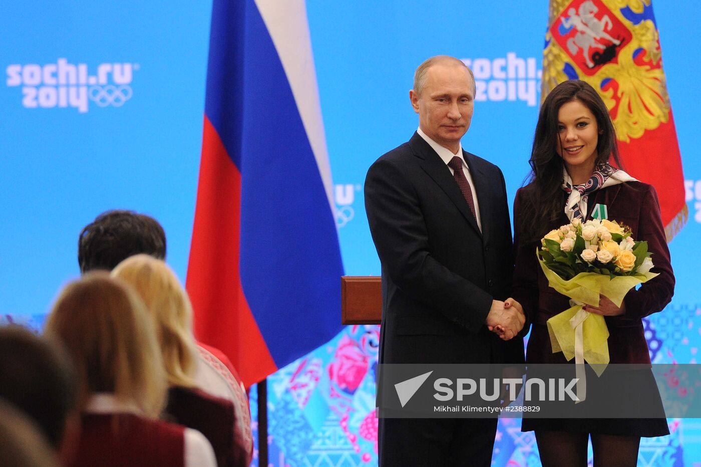 Vladimir Putin during award ceremony for Russian Olympic medalists in Sochi