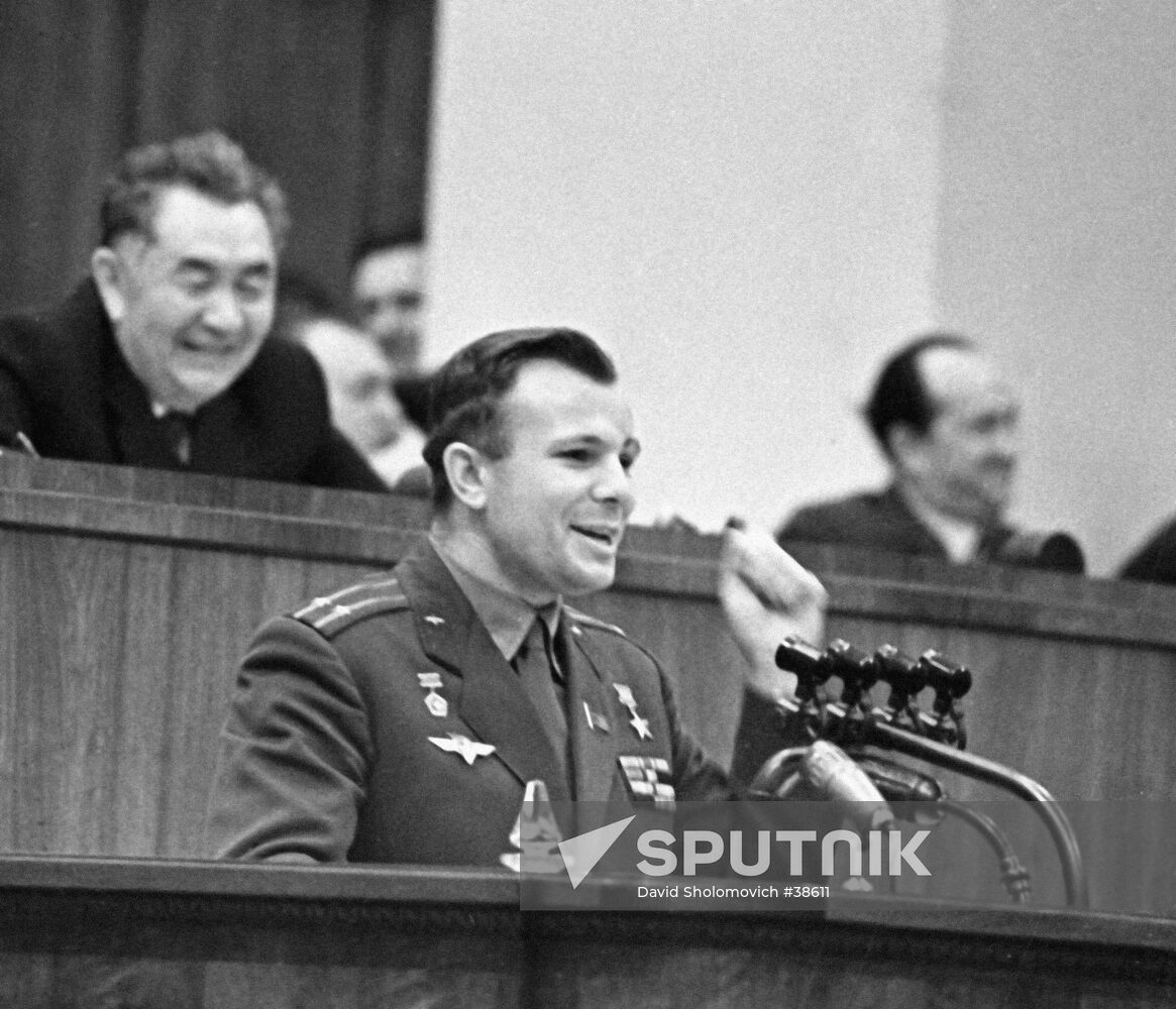 Gagarin at the Union Council meeting in the Kremlin