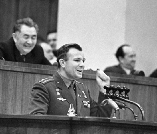 Gagarin at the Union Council meeting in the Kremlin