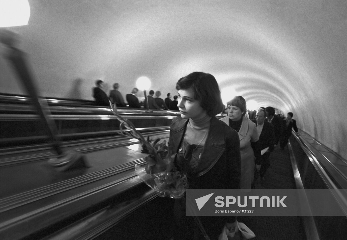 A metro-station escalator