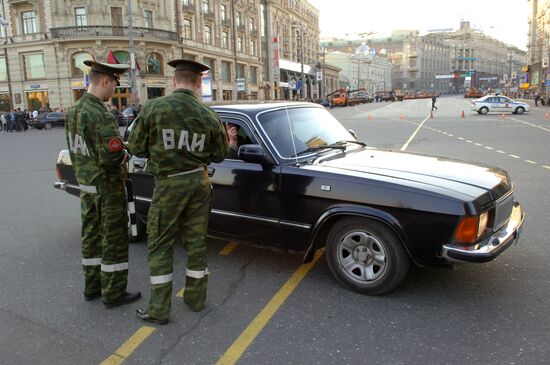 Military Traffic Police on Tverskaya Street