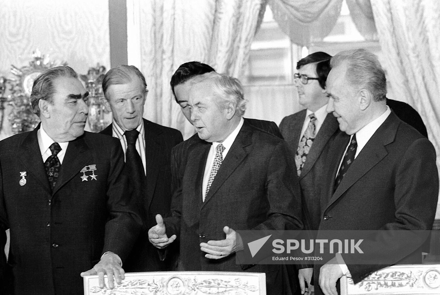 Leonid Brezhnev, Alexei Kosygin and Harold Wilson,