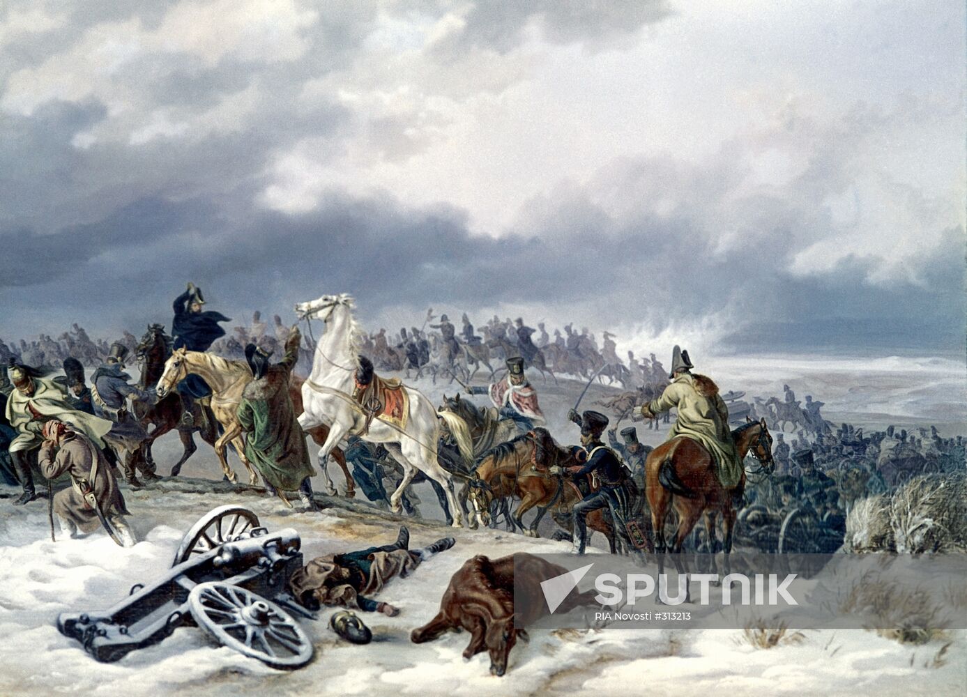 The Grande Armee of Napoleon Bonaparte crossing the Berezina River