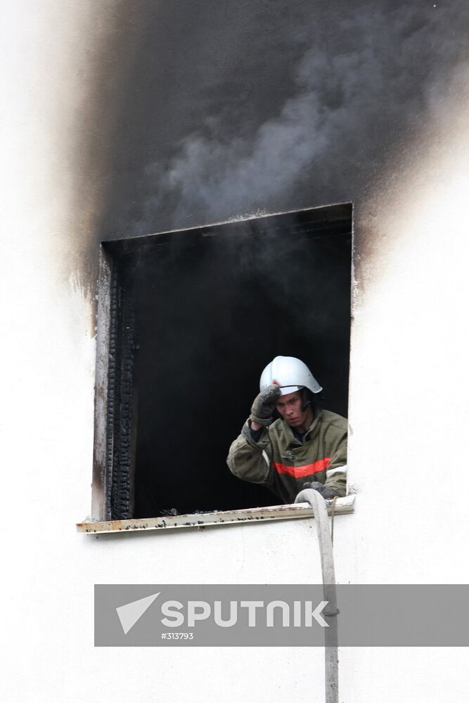 An explosion and a fire damaged an apartment in a nine-story apartment house in Yekaterinburg