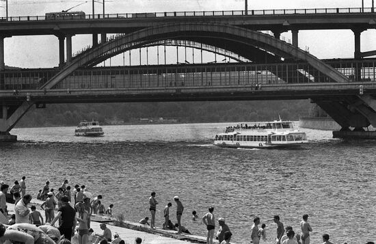 Metro bridge on Lenin Hills in Moscow