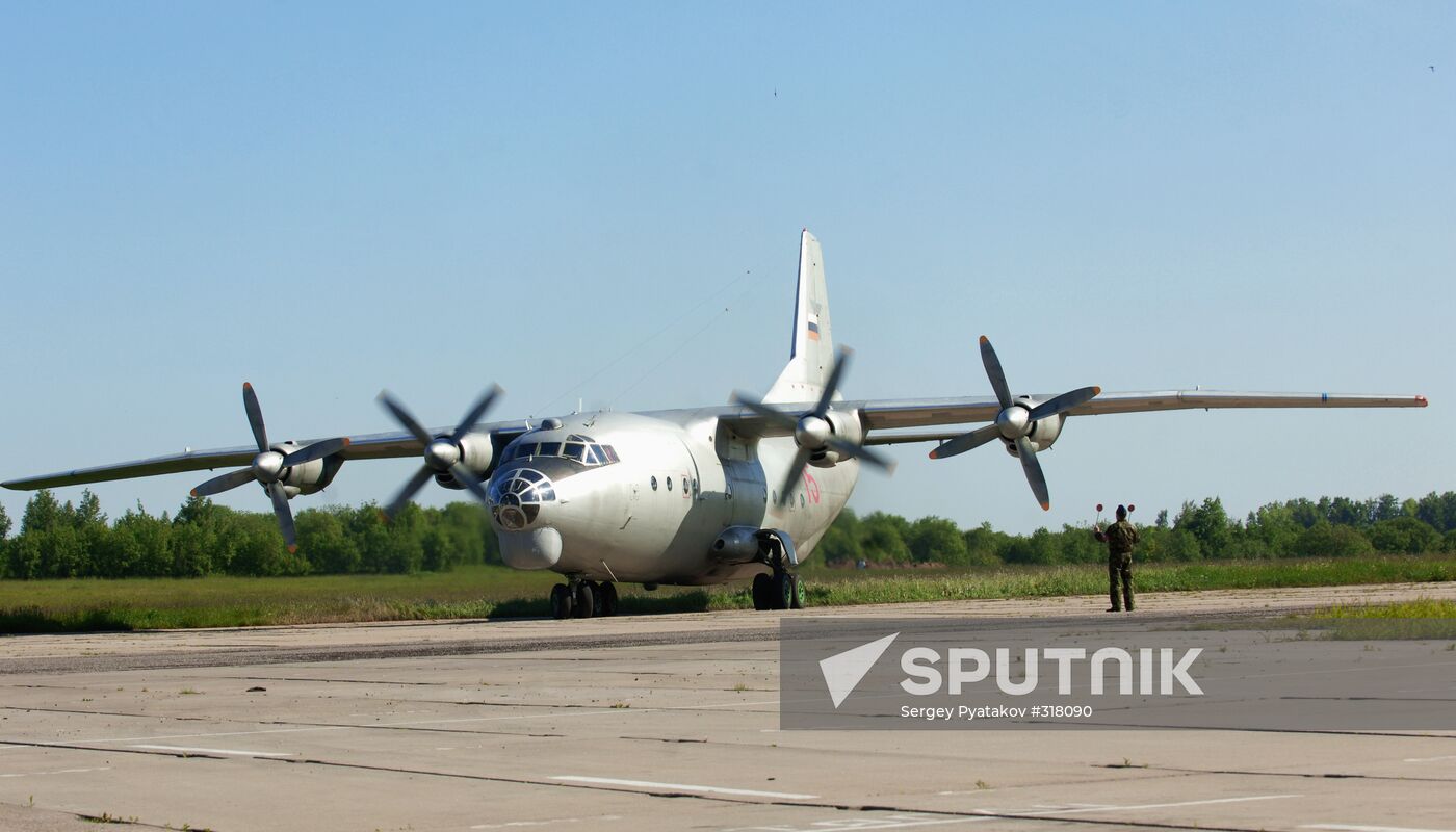 An Antonov An-12 military transport plane