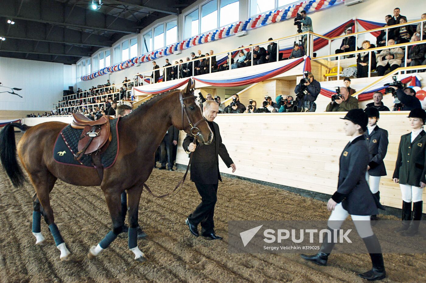 Vladimir Putin at an equestrian school for children