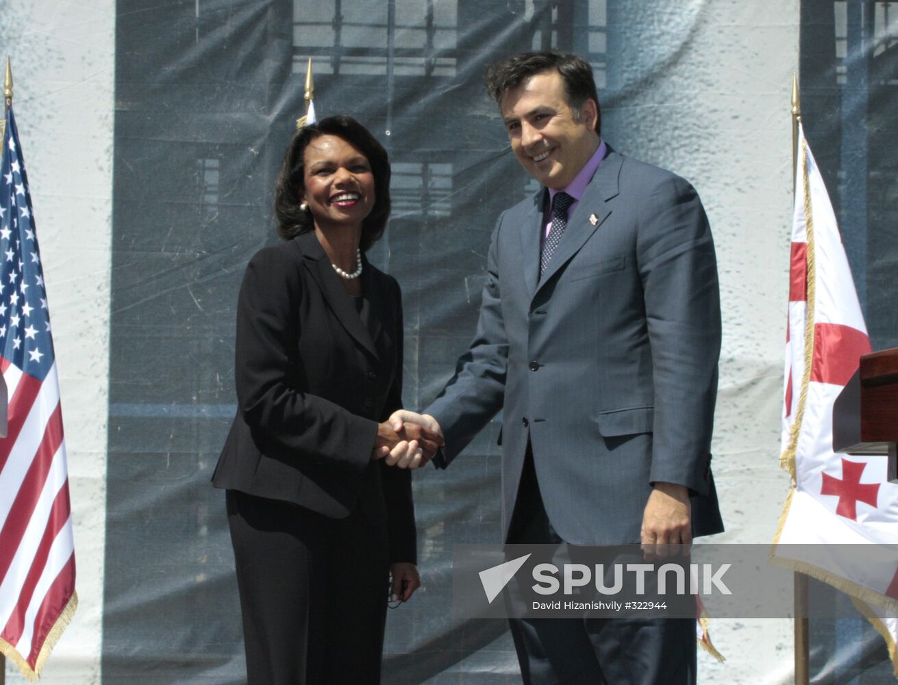 Condoleezza Rice and Mikheil Saakashvili