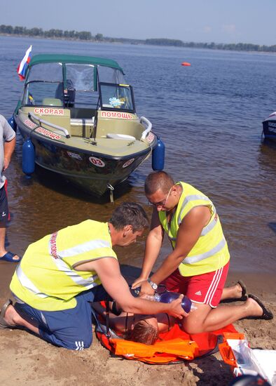 Rescue drill on a beach in Samara
