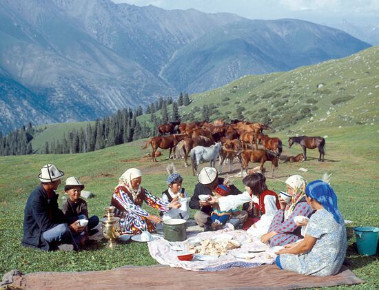 Horse herder Asein Mambetov's family