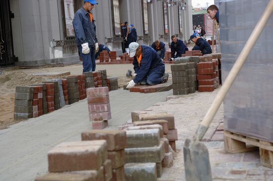 Renovation of Arbat Street pavement,