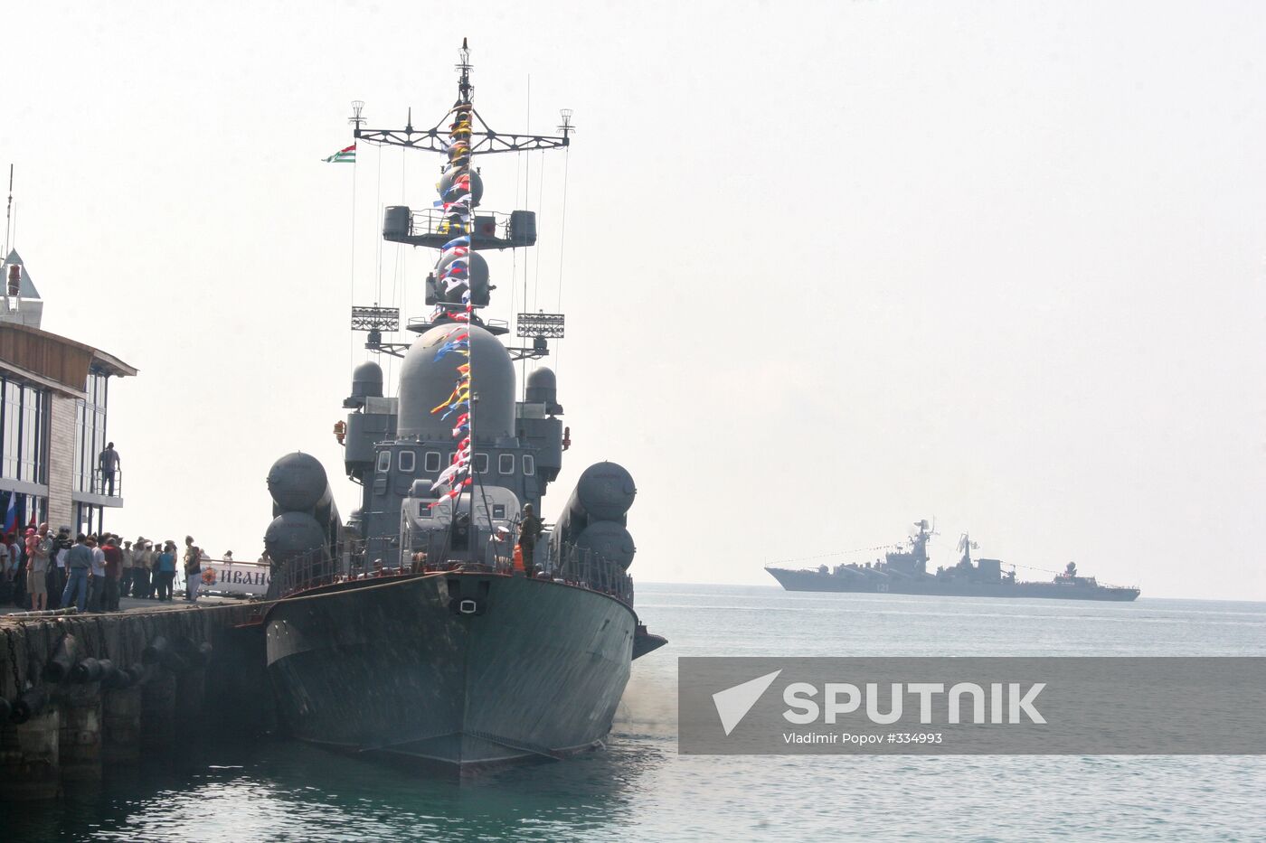 Guided missile cruiser Moskva at Sukhumi port