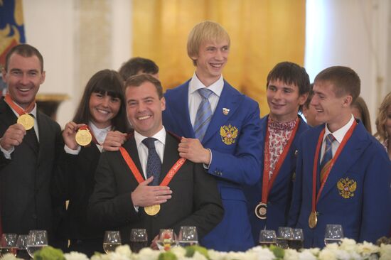 Dmitry Medvedev met Russian Olympians in the Kremlin