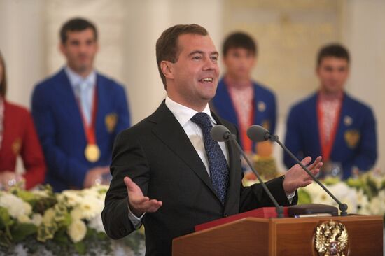 Dmitry Medvedev met Russian Olympians in the Kremlin
