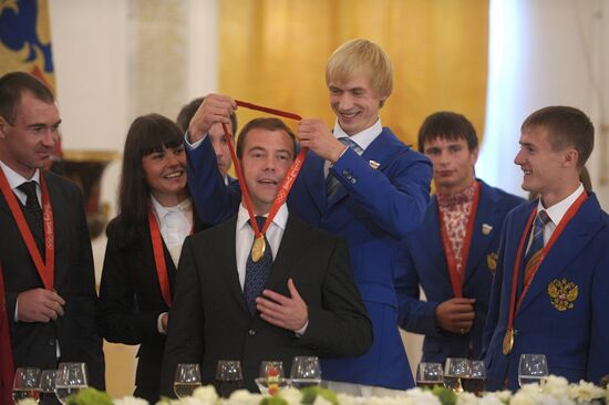 Dmitry Medvedev met Russian Olympians in the Kremlin
