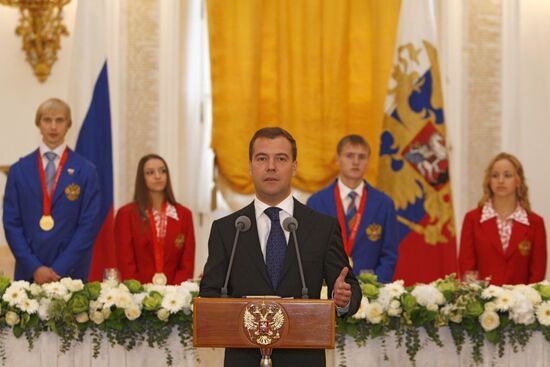 Dmitry Medvedev met Russian Olympians in the Kremlin