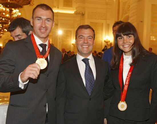 Dmitry Medvedev met Russian Olympians in the Kremlin