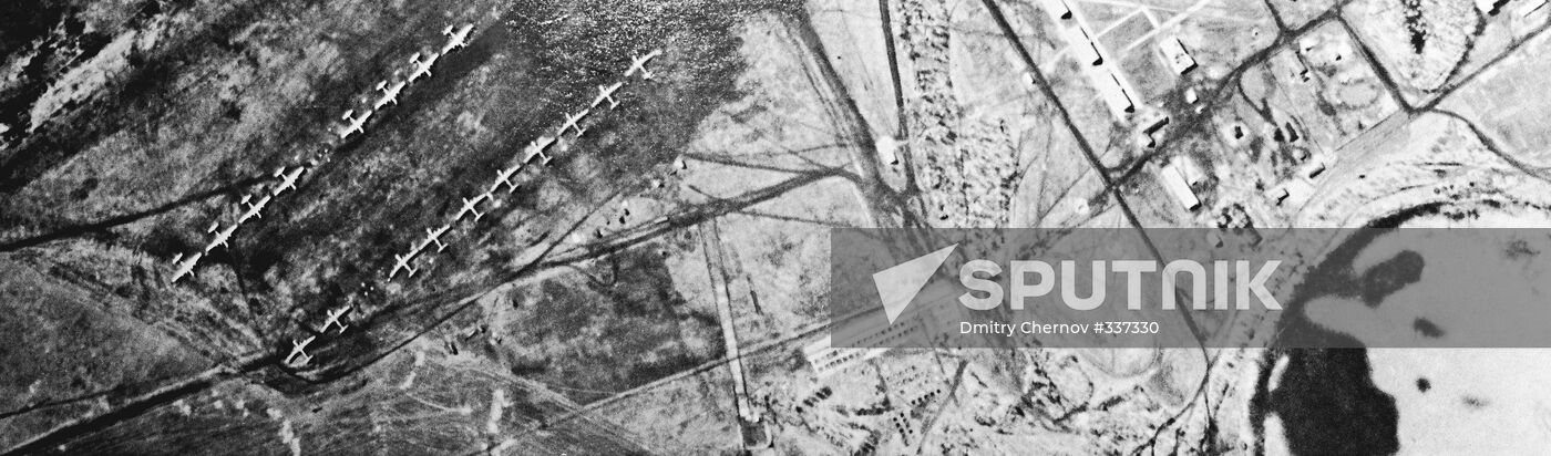 A photo of a Soviet military airfield