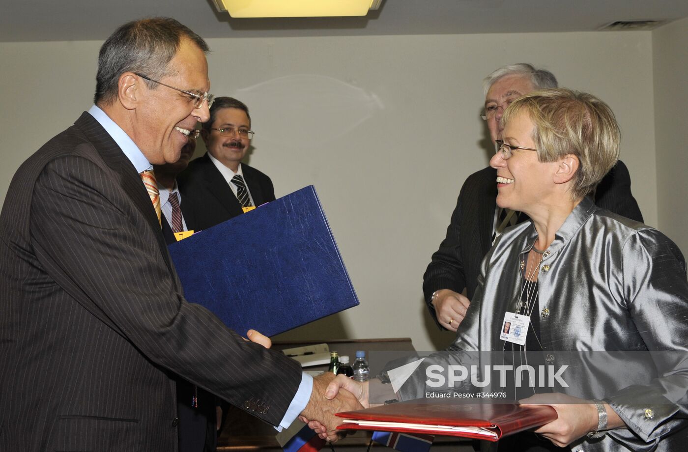 Sergei Lavrov and Ingibjorg Solrun Gisladottir