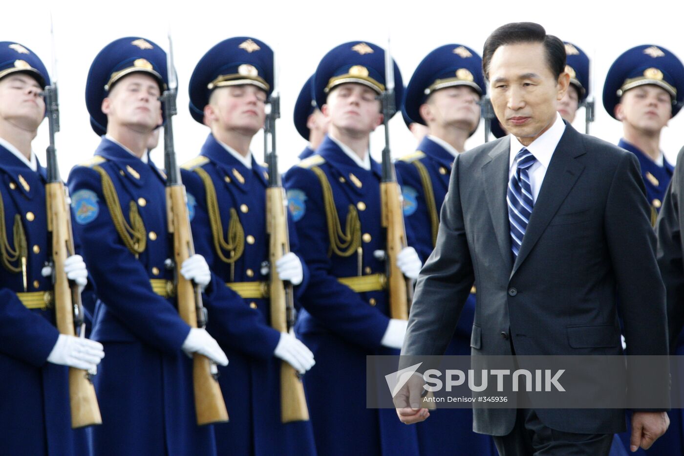 South Korea's president Lee Myung Bak arrives in Moscow