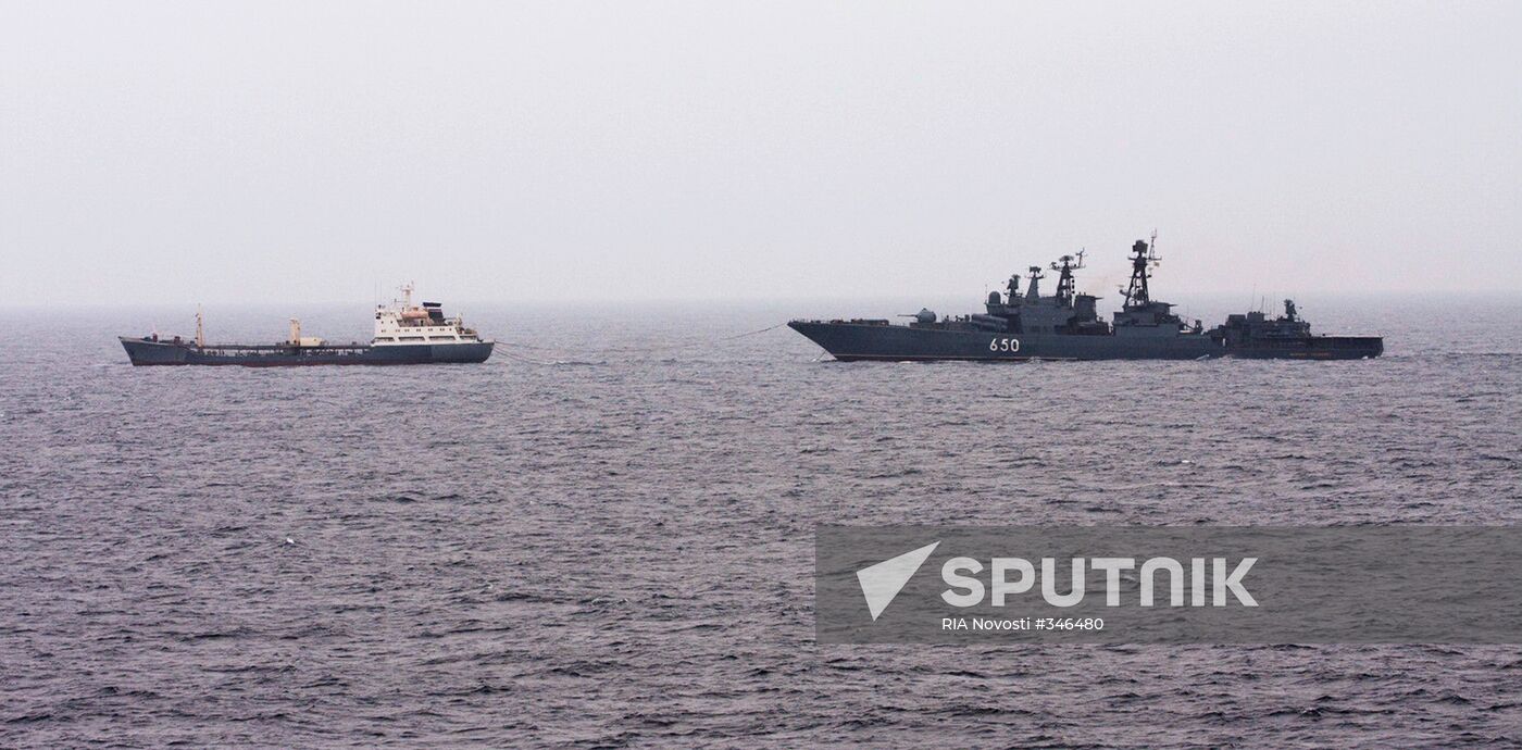 Warships of the Russian Northern Fleet in the Sea of Norway