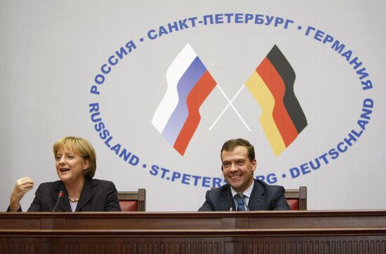 President Dmitry Medvedev and German Chancellor Angela Merkel