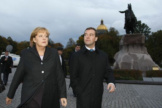 President Dmitry Medvedev and German Chancellor Angela Merkel