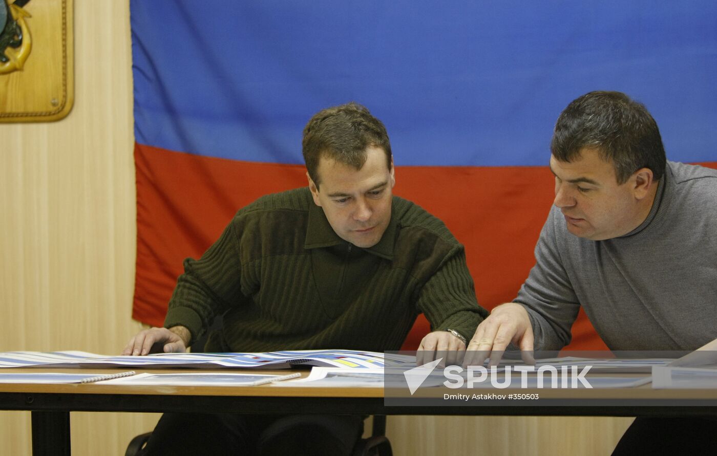 President Medvedev aboard the Admiral Kuznetsov cruiser