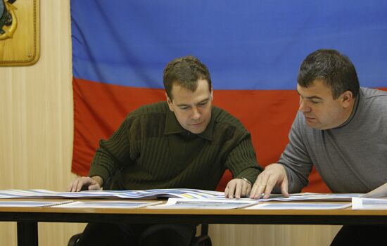 President Medvedev aboard the Admiral Kuznetsov cruiser