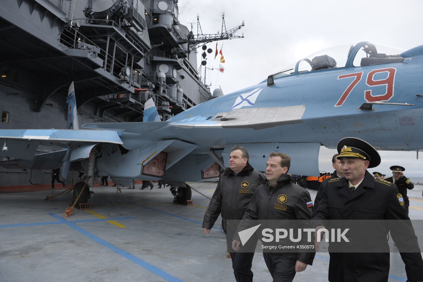 Russian President Dmitry Medvedev aboard Admiral Kuznetsov