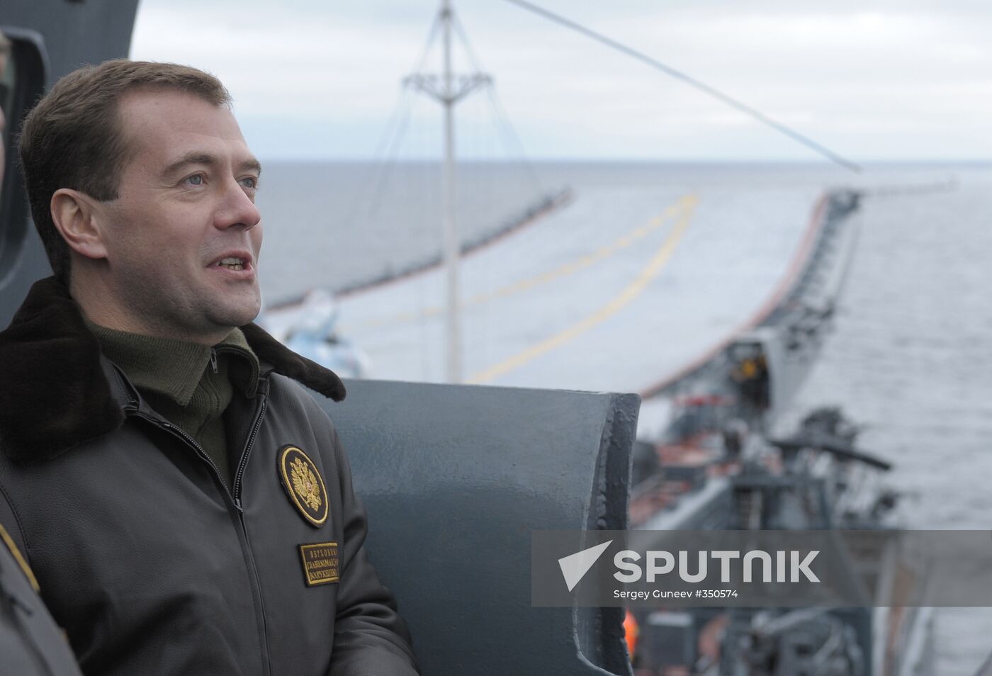 Russian President Dmitry Medvedev aboard Admiral Kuznetsov