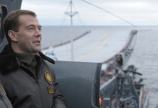 Russian President Dmitry Medvedev aboard Admiral Kuznetsov