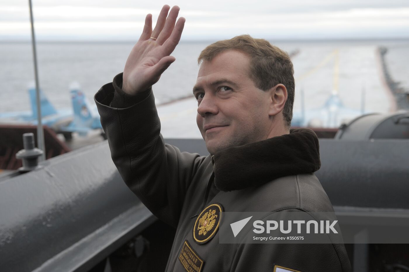 Russian President Dmitry Medvedev aboard Admiral Kuznetsov