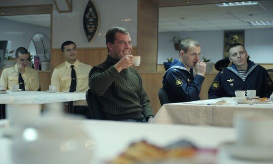 Russian President Dmitry Medvedev aboard Admiral Kuznetsov